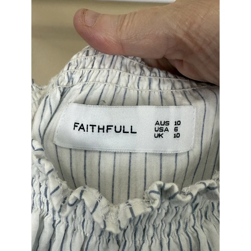 Faithfull‎ The Brand The Beach Edit Escape Blue Striped Maxi Dress Sz 8